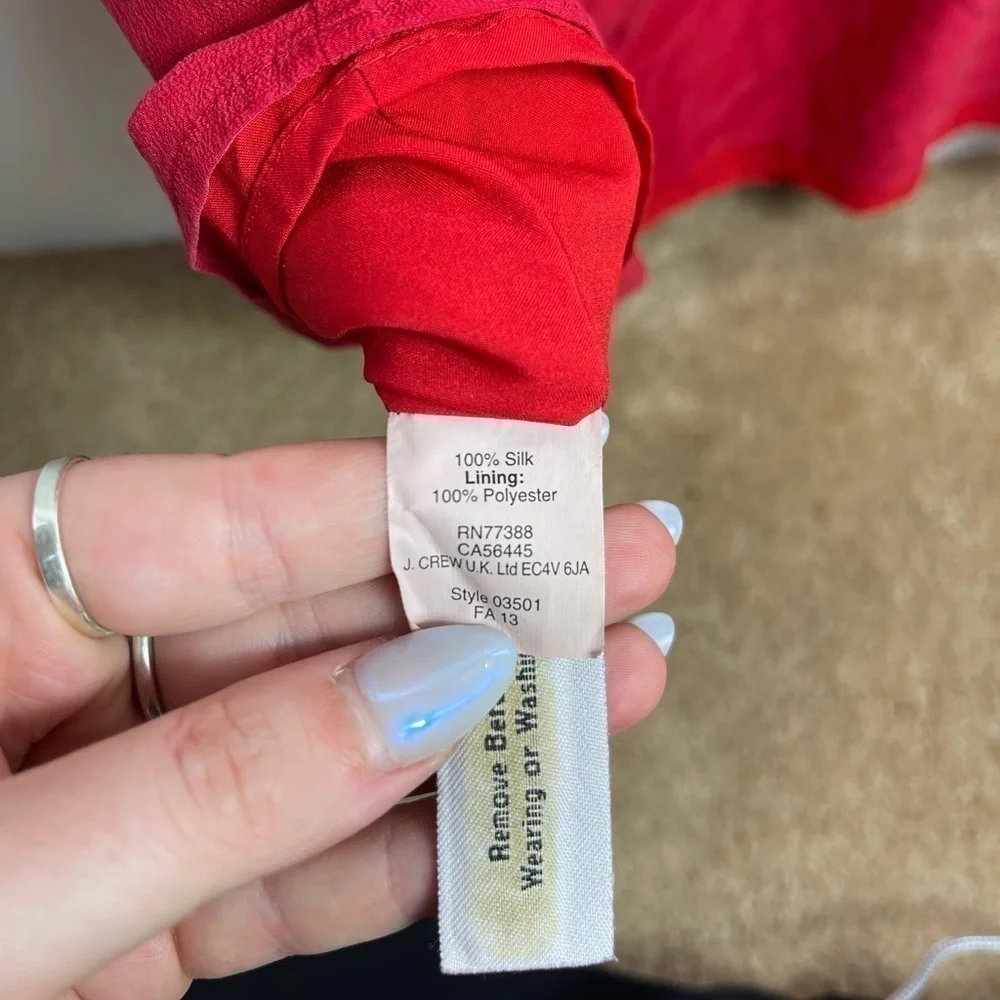 Madewell Red 100% Silk Shirred Dress Women’s Size 6 03501 - Picture 5 of 11